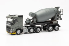 Herpa 316224 - H0 - Volvo BetonmischerSattelzug mit Flachdach - grau/gelb